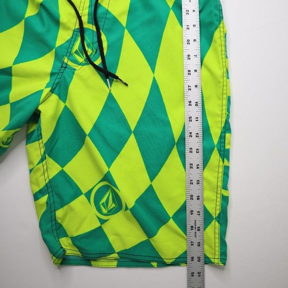 Volcom Board Shorts 36 Blue Green Diamond Back Pocket Stretch Swim Trunks Bright - Picture 7 of 8